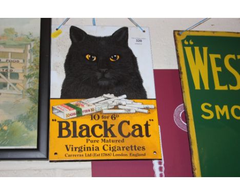 A "Black Cat Virginia Cigarettes" enamel advertising sign 12½" x 8¾" approx.