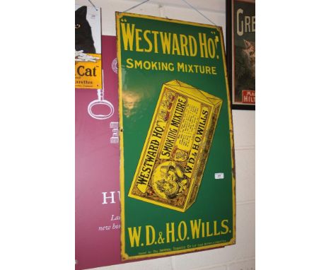 A "Westwood Ho Smoking Mixture" enamel advertising sign 36" x 18" approx.
