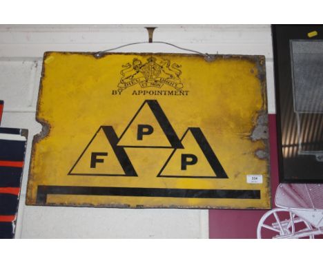 An "FPP" enamel advertising sign, 23¾" x 16¾" approx.