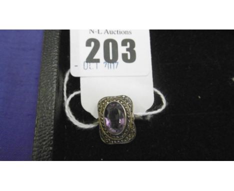 SILVER AND AMETHYST RING