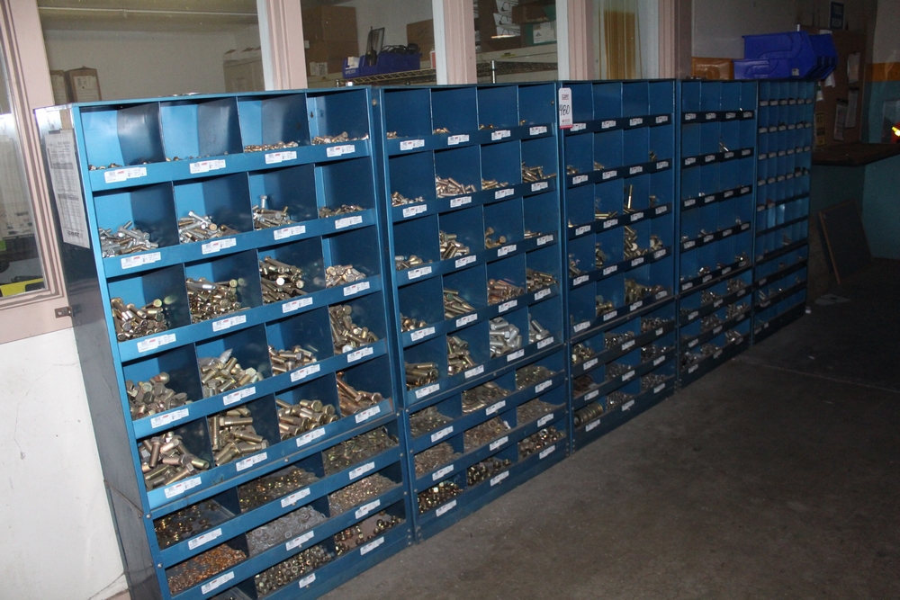 LOT (5) NUT & BOLT BINS W/ NUTS & BOLTS; (WAREHOUSE HALLWAY)