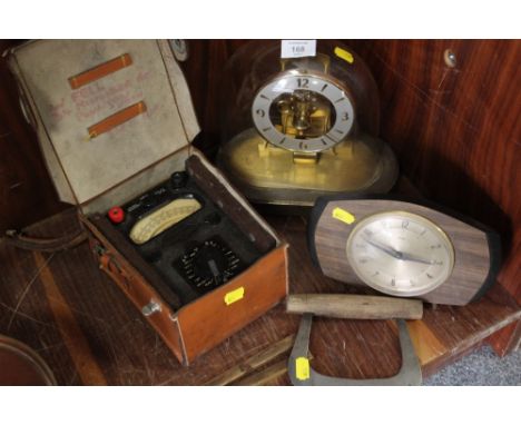 A VINTAGE METAMEC MANTLE CLOCK, AN AVOMETER ETC (5)