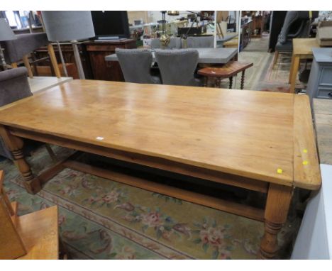 A LATE 19TH CENTURY AND LATER TRADITIONAL STYLE FARMHOUSE TABLE, having a Chestnut plant top with cleated ends, a single draw