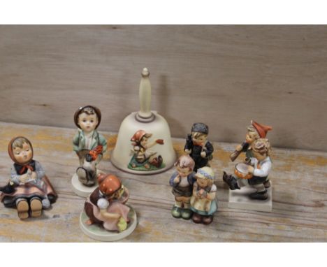 A SELECTION OF GOEBEL FIGURES TOGETHER WITH A 1979 HUMMEL BELL