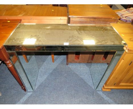 A MODERN MIRRORED CONSOLE TABLE W-102 CM AND TWO SIMILAR TABLES - AS FOUND (3)