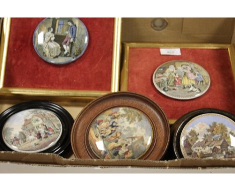 FIVE ASSORTED PRATTWARE STYLE LIDS
