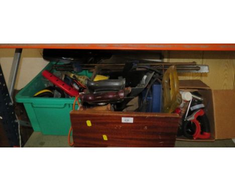 THREE ASSORTED BOXES OF TOOLS INC SASH CLAMPS
