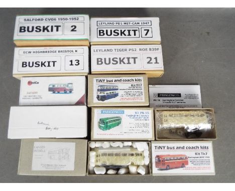 Trystco - Buskit - Tiny Bus And Coach - 10 x boxed bus model kits in 1:76 scale including # 13 ECW Bristol K Highbridge, # EK