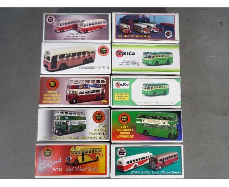 Little Bus Company - Trystco - A group of 10 x boxed resin bus model kits in 1:76 scale including # S1 Leyland Royal Tiger, #