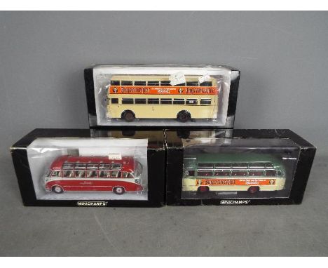 Minichamps - A collection of 3 x boxed limited edition bus models in 1:43 scale, # 030085 Setra S8 Reisebus in Knecht livery 