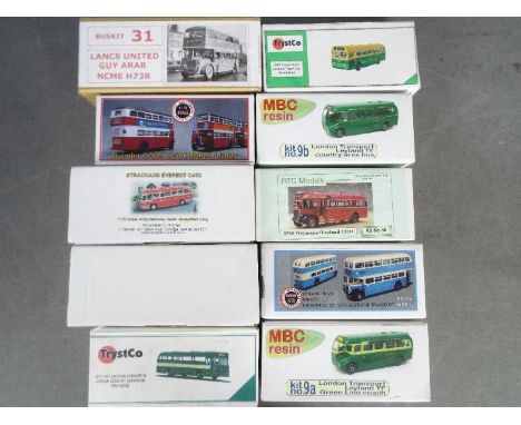 RTC Models - Trystco - MBC Resin - A group of 10 x boxed bus model kits in 1:76 scale, one in white metal, the others in resi