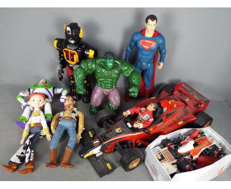 Jakks Pacific - Hasbro - Thinkway - A collection play worn toys including a Hasbro Action Man with Formula 1 car, a 19" Super