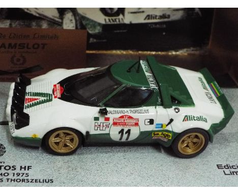 Teamslot - Slot Car in 1:32 Scale - Lancia Stratos HF. 2 Gold Edition, Limited No. 0082 of 1000. 1st Rally San Remo 1975. Dri