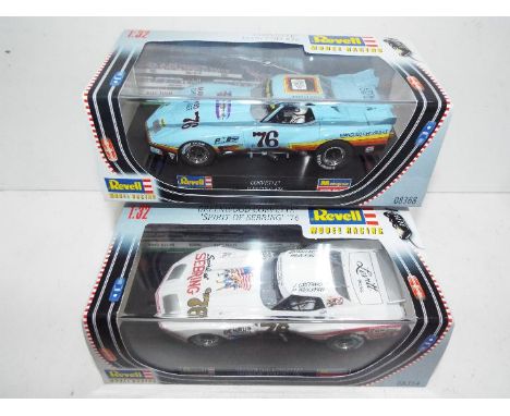 Revell -  Slot Cars - Two 1:32 scale slot cars to include #08368 Corvette Mancuso #76 and # 08354 Greenwood Corvette Spirit o