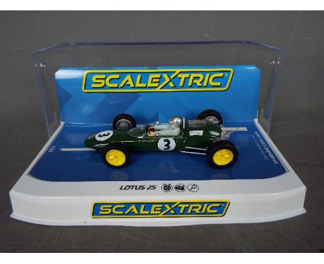 Scalextric - Slot Car in 1:32 scale. # 4083 Lotus 25. Vehicle appears mint in perspex presentation case. Light storage wear.