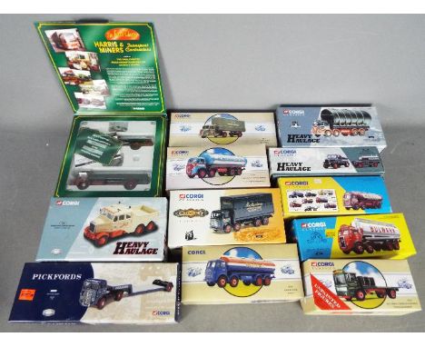 Corgi - A collection of 12 x boxed trucks mostly in 1:50 scale including # CC99131 Harris &amp; Miners Albion Ergo and ERF KV