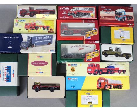 Corgi - A group of 12 x trucks in 1:50 scale including # CC11001 limited edition Thames Trader in British Rail livery number 