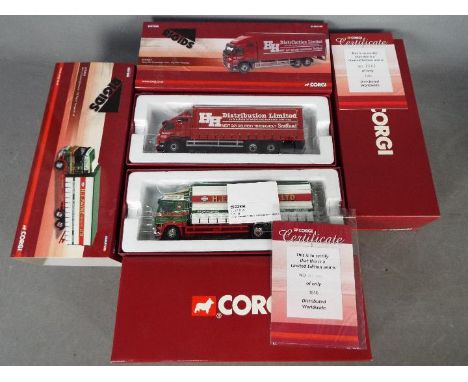 Corgi Rigids - 2 x boxed limited edition trucks in 1:50 scale # CC13618 DAF CF curtainside lorry in HE Payne Transport livery