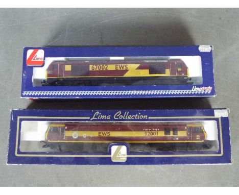Lima - 2 x boxed 00 gauge EWS locos, # L204963 Diesel Loco Class 67002 Special Delivery, # L204672 Electric Loco Class 92001 