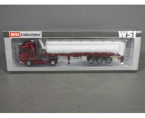 WSI - A boxed 1:50 scale MAN TGX XLX 4x2 with tanker trailer # 9375. The model appears Mint in a Good box with some storage w