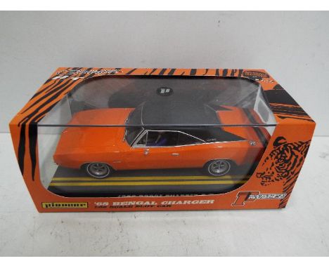 Pioneer - Slot Car in 1:32 Scale - Ref. P005. '68 Bengal Charger R/T. Appears mint in presentation case, with light storage w