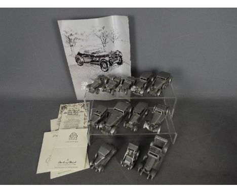 Danbury Mint - A collection of 12 x unboxed pewter cars from Danbury Mint's Classic British Motorcar Collection including 193