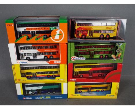 Corgi - A collection of 8 x bus models in 1:76 scale including limited edition # 43208 LOng Win Bus Company Airport bus, # 43