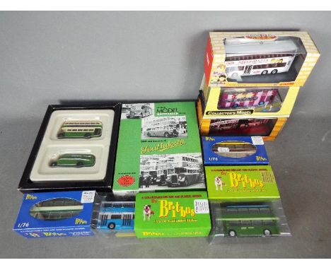 Britbus, EFE, Corgi, Drumwell - Eight boxed model buses in 1:76 scale. Lot includes Britbus AN1-002 Atlantean 'London Country