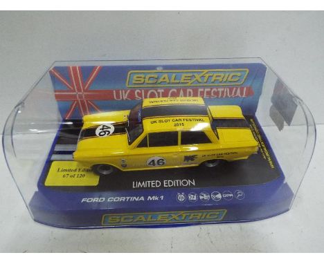 Scalextric - Slot Car in 1:32 scale. # C3502 Ford Cortina. U.K. Slot Car Festival. Limited Edition 67 of 120. Vehicle appears