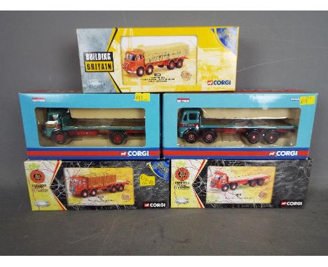Corgi - A group of 5 x boxed trucks including # 13905 Foden S21 Rugby Cement lorry, # 09803 ERF V BRS platform lorry, # CC106