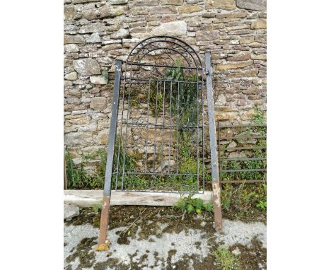 Cast Iron Garden Side Gate, with original supporting posts, trellis pattern, 1.15mW x 1.88mH