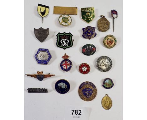 A collection of various vintage enamel badges etc. 