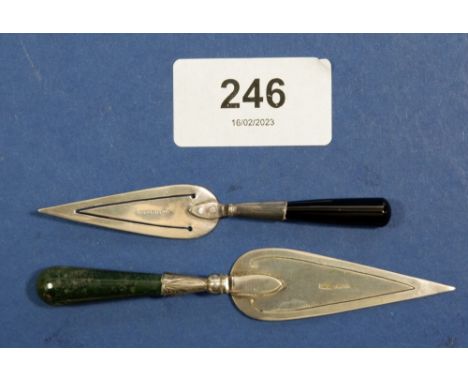 Two stone handled silver trowel bookmarks