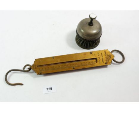 A Victorian steel table bell and Salter Spring Balance No1A 