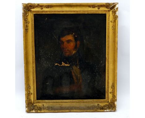 A Victorian oil on canvas portrait of a gentleman in gilt frame, 55cm x 67cm 