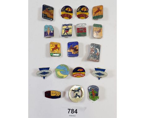 A collection of 17 Butlins metal and enamel badges 