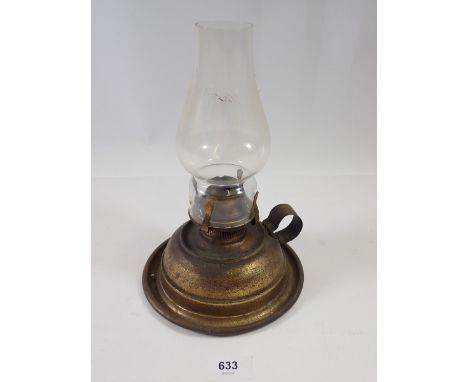 An old brass finish oil lamp, 25cm 