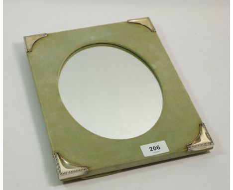 A silver mounted velvet framed easel mirror, 30.5 x 23cm, London 1983
