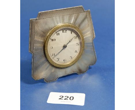 A silver Art Deco easel clock, 9 x 9cm, Birmingham 1938