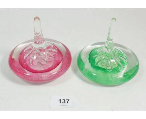 Two glass ring stands