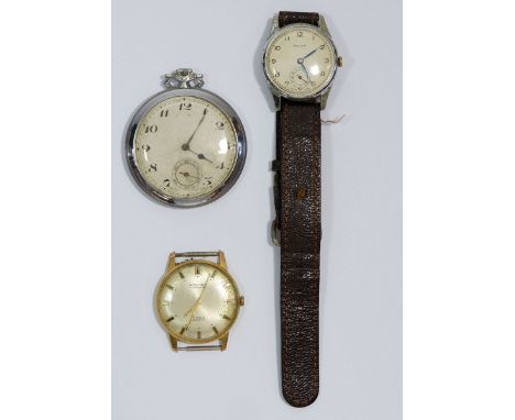 A chrome cased Swiss pocket watch, a Swiss Nova vintage gentleman's watch and a Montine watch 