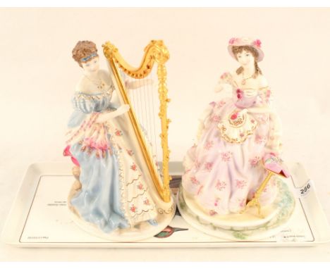 A Royal Worcester figurine, Music limited edition by Maureen Halson plus embroidery by the same artist