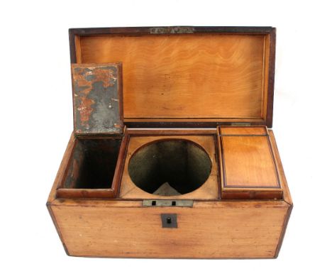 A 19th Century satinwood inlaid two compartment tea caddy