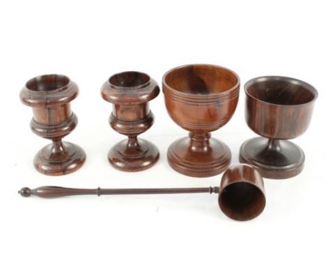 A 19th Century treen ladle plus four other pieces
