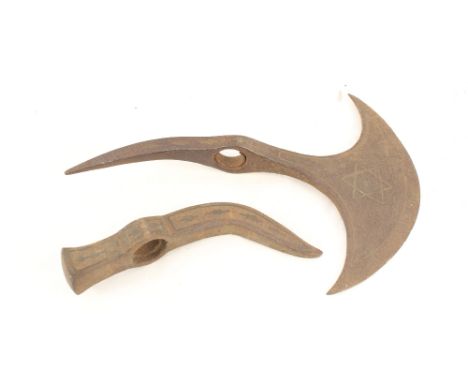 Two 19th Century Persian style axe heads with damascene decoration