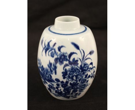 An 18th Century first period Worcester tea caddy/canister in underglaze blue and white Fence pattern, c1765