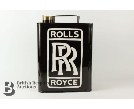Contemporary Rolls Royce petrol can, black with white enamel approx 35 cms h.&nbsp;