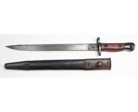 Bayonet: An India Pattern short MKII Bayonet Ricasso marked 'GRI' MKII. 4:43. (1943) & R.F.I. (Rifle Factory Isherpore). Unfu