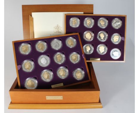 Queen Elizabeth II Golden Jubilee Collection, the 24 coin set of Silver Crown sized coins from around the world 2002-2003 som