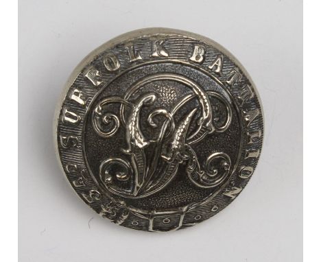 Suffolk's - 3rd (Halesworth) Suffolk Battalion Rifle Volunteers  Victorian white metal button.  Maker - Firmin  & Sons, Londo